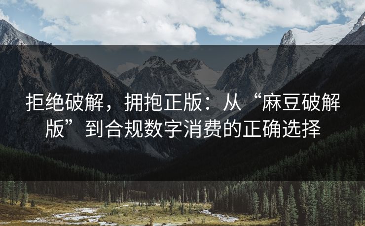 拒绝破解,拥抱正版:从“麻豆破解版”到合规数字消费的正确选择 拒绝破解,拥抱正版:从“麻豆破解版”到合规数字消费的正确选择