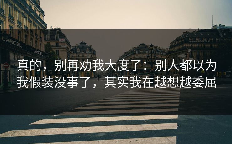 真的,别再劝我大度了:别人都以为我假装没事了,其实我在越想越委屈 真的,别再劝我大度了:别人都以为我假装没事了,其实我在越想越委屈