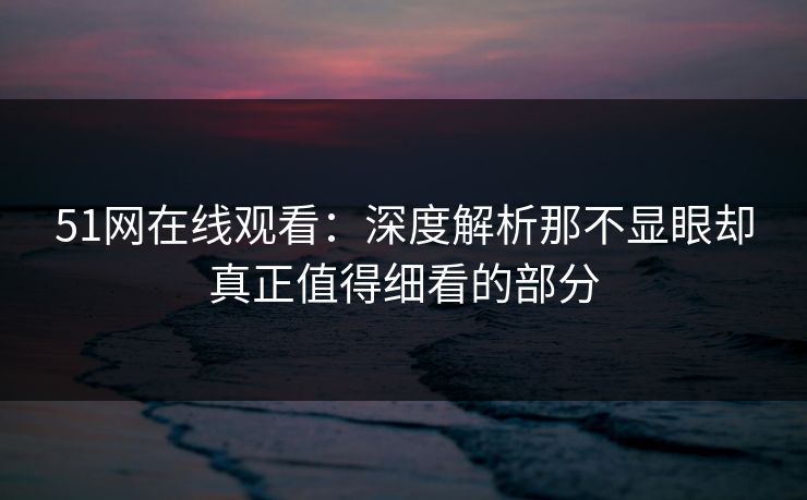 51网在线观看：深度解析那不显眼却真正值得细看的部分